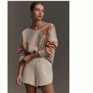 Floral Patterned Sweater - Beige, Pink, Orange